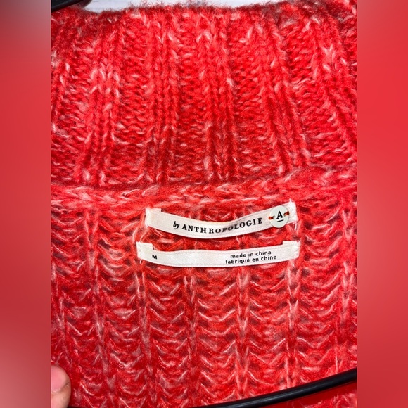 Anthropologie Honore Ribbed Knit Wool Blend Balloon Sleeve Cropped Sweater M - Picture 4 of 7